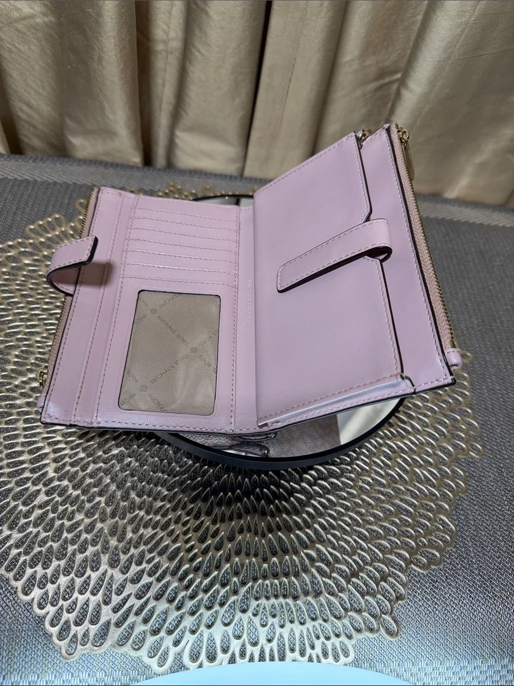 Michael Kors Blush Pink Signature Double Zip Wallet